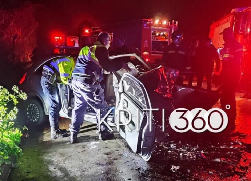 Τραγωδία στην Κρήτη: Δύο νεκροί σε μετωπική σύγκρουση Ι.Χ. στα Χανιά