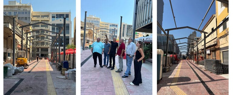 Αυτοψία Δημάρχου Πειραιά Γιάννη Μώραλη στο έργο κατασκευής του νέου βιοκλιματικού στεγάστρου στην Αγορά Τροφίμων Πειραιά