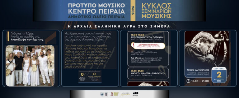 Μια γιορτή για την αρχαία ελληνική λύρα με τον Νίκο Ξανθούλη Έκθεση Μουσικών Οργάνων – Βιωματική Γνωριμία με τη Λύρα – Διάλεξη και Μικρή Συναυλία
